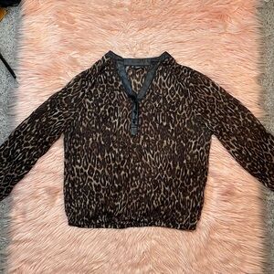 Torrid Faux Leather Sheer Leopard Print Woman’s‎ Plus Size Blouse Size 0